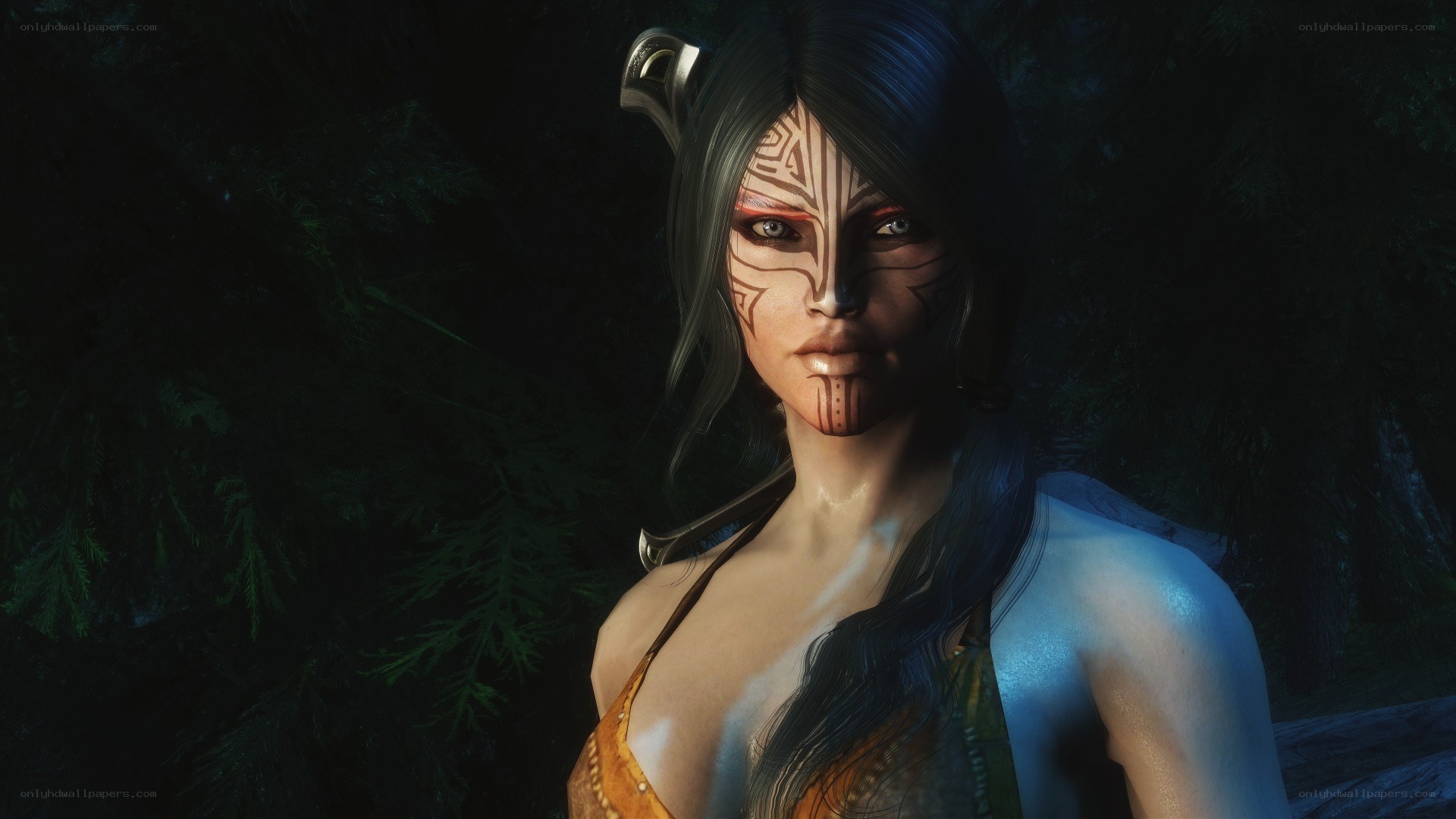 female character with face paint