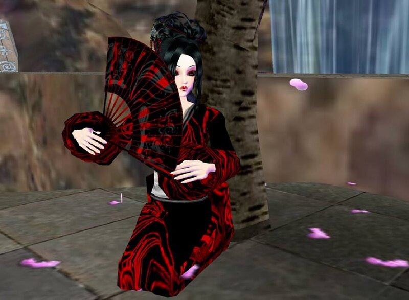 Female Character with Fan — Red