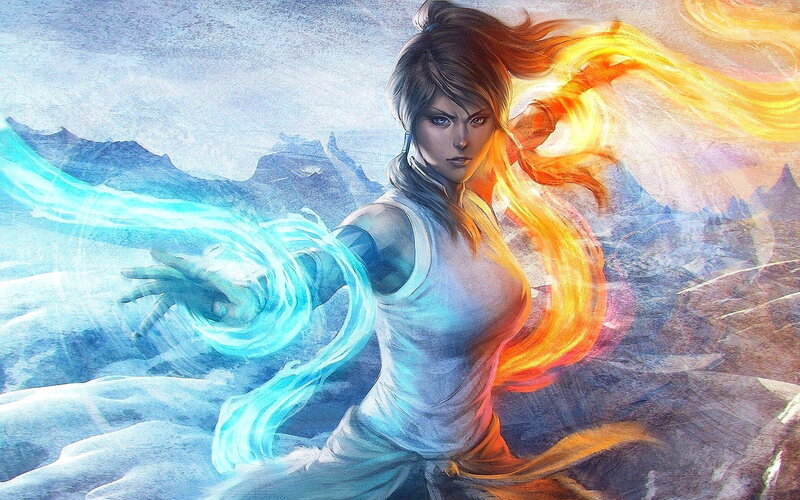 Female Character with Fire and Ice
