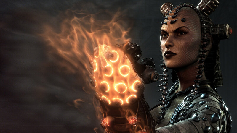 Female Character with Fire Hand