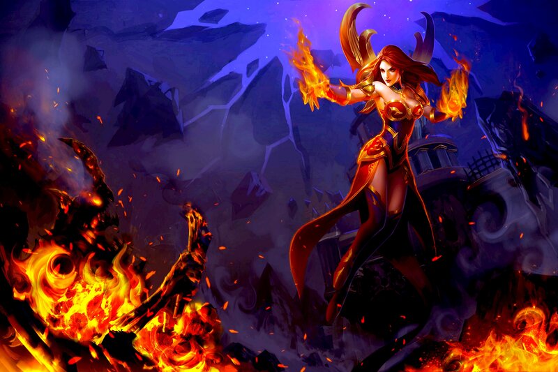 Female Character with Fire — Purple, Dramatic