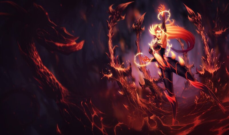 Female Character with Fire — Red, Dramatic, Digital Art, Dragon