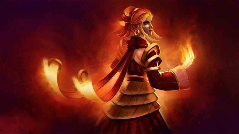 Female Character with Fire — Red, Dramatic, Digital Art, Magic, Cape