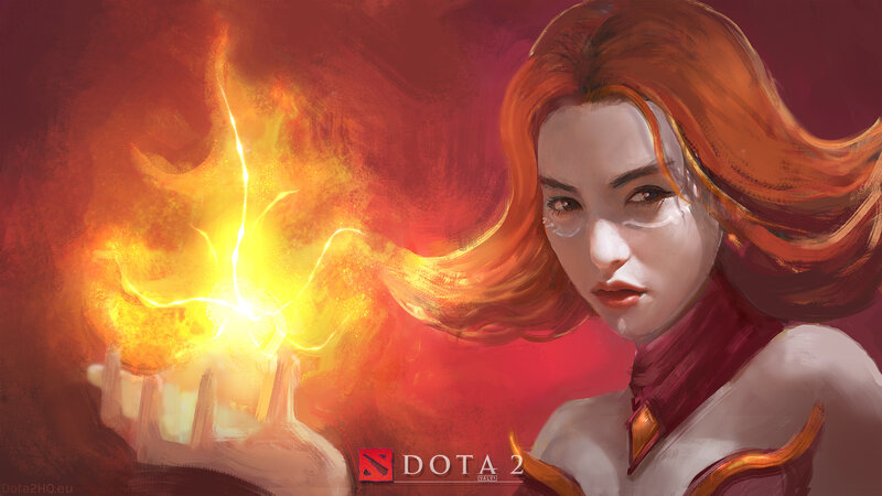 Female Character with Fire — Red, Dramatic, Digital Art, Magic, Hand
