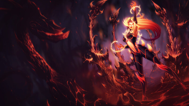 Female Character with Fire — Red, Dramatic, Intense