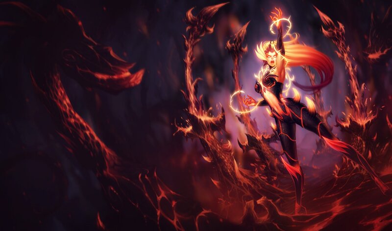 Female Character with Fire — Red