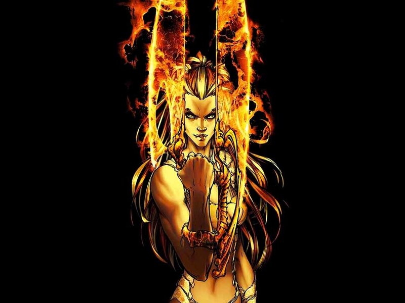 Female Character with Fire