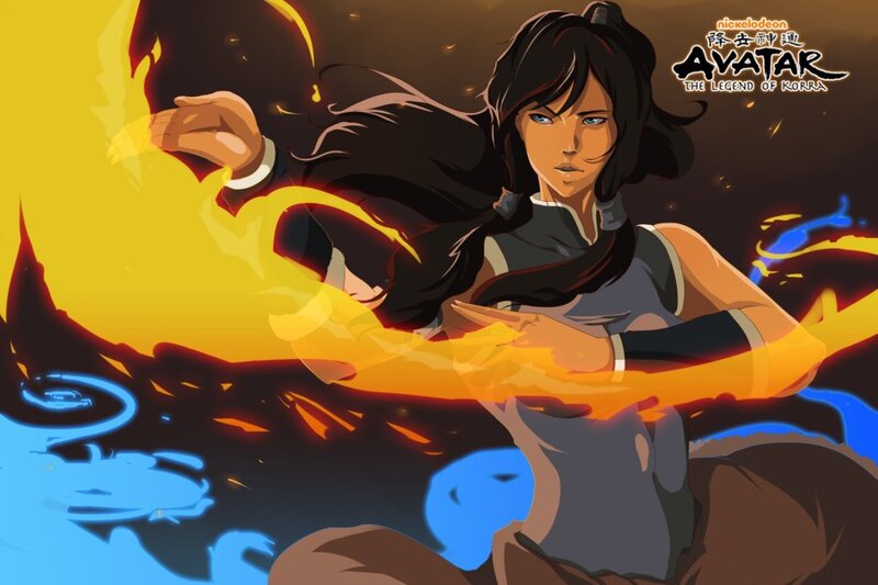Female Character with Fire — Yellow