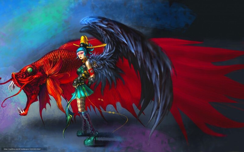 Female Character with Fish