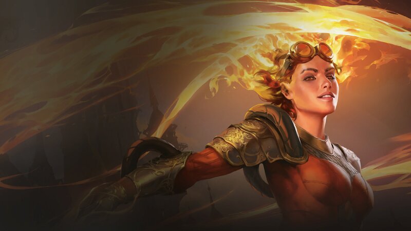 Female Character with Flames — Orange, Dramatic