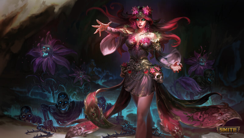 Female Character with Flowers — Purple