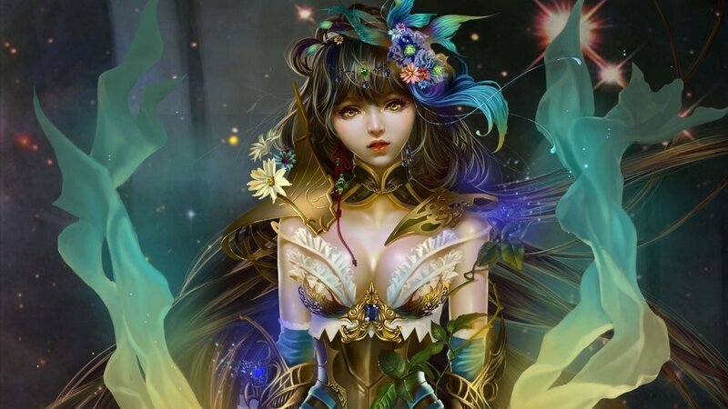 Female Character with Flowers