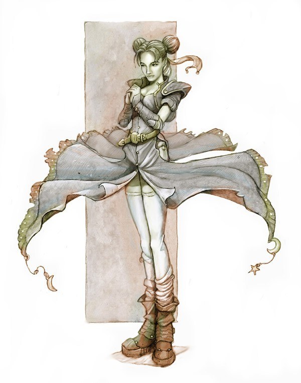 female character with flowing cape