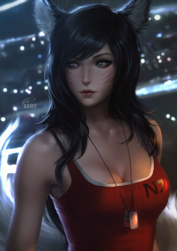 Female Character with Fox Ears — Black, Dramatic