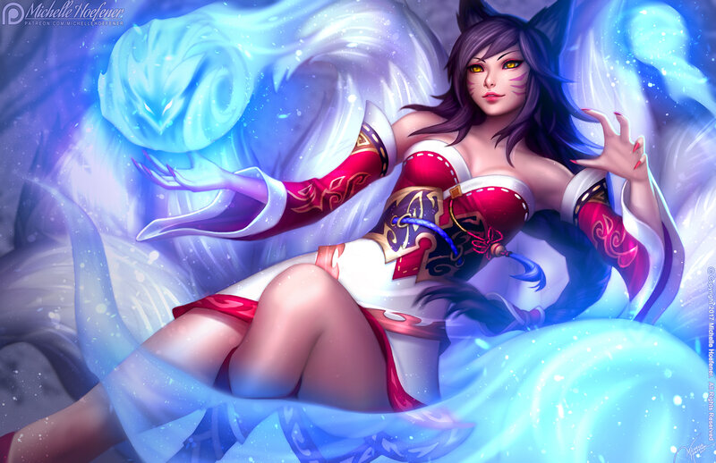 Female Character with Fox Ears — Blue, Dramatic