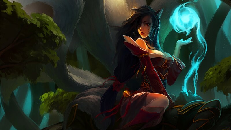 Female Character with Fox Ears — Blue, Mysterious
