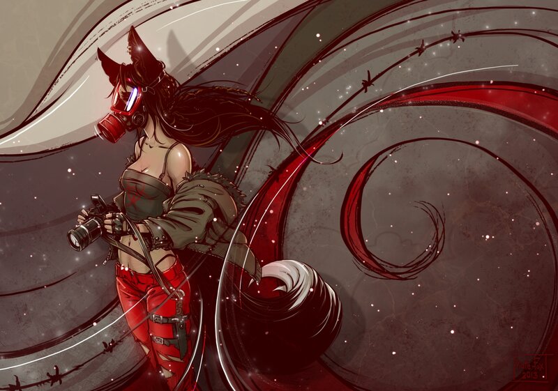 Female Character with Gas Mask — Red