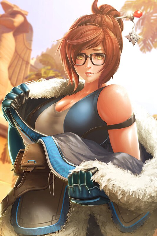 Female Character with Glasses — Blue