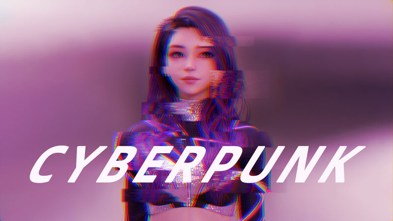 Female Character with Glitch Effect