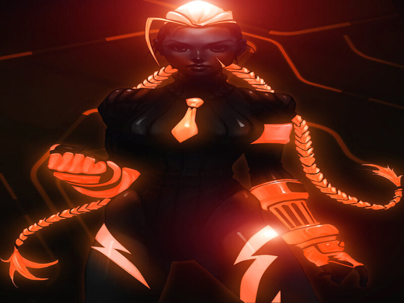 Female Character with Glowing Braids