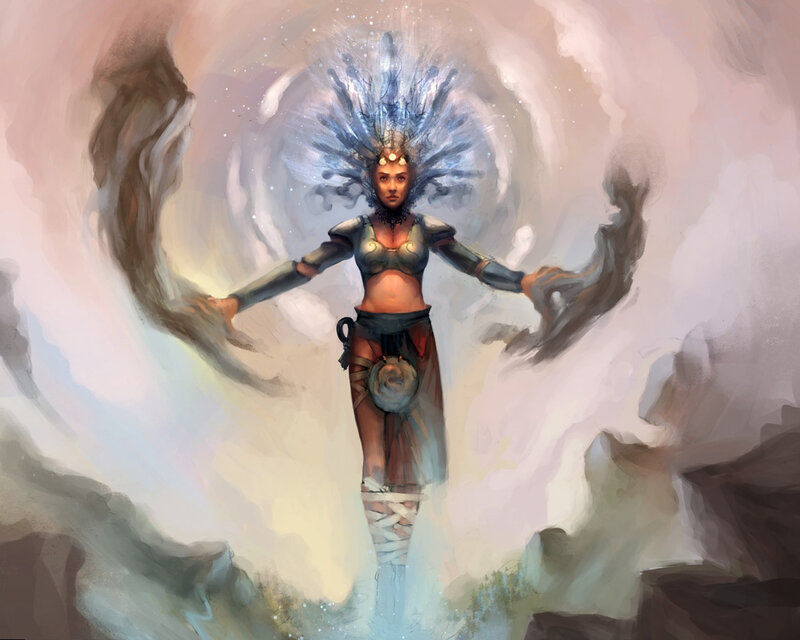 Female Character with Glowing Crown