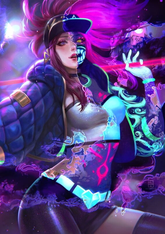 Female Character with Glowing Effects — Purple