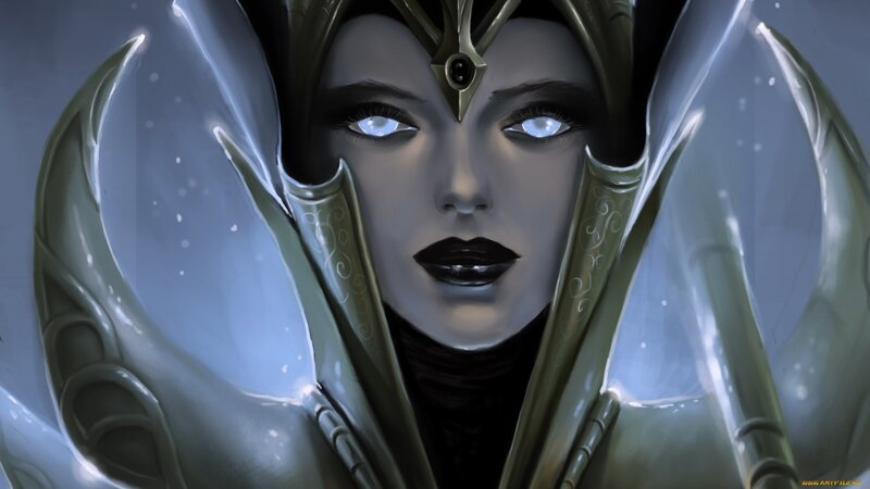 female character with glowing eyes