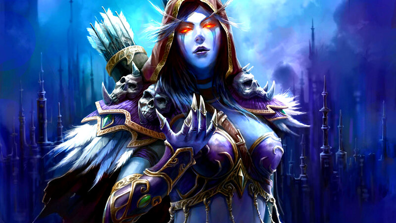 Female Character with Glowing Eyes — Purple, Dramatic, Night