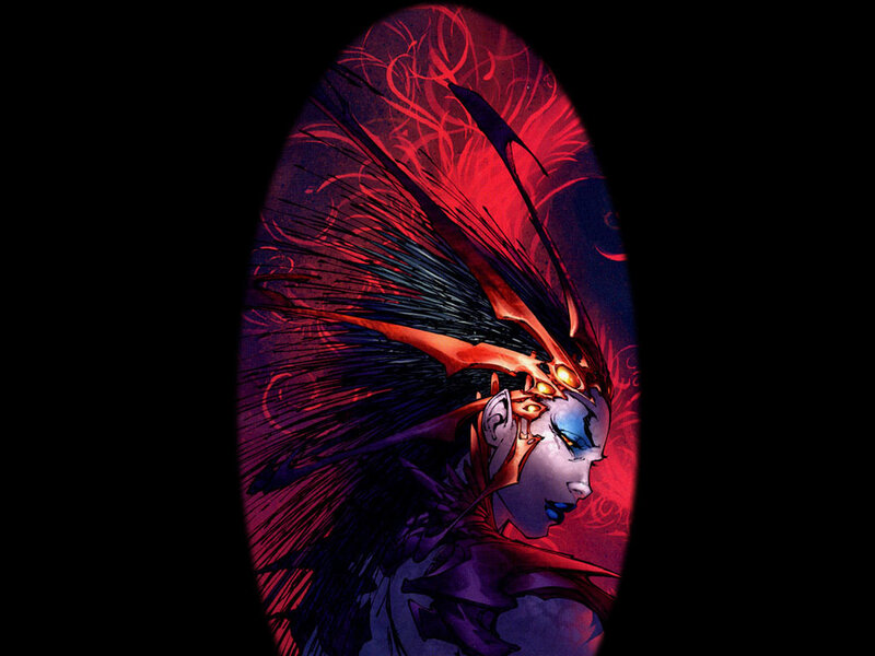 Female Character with Glowing Eyes — Red