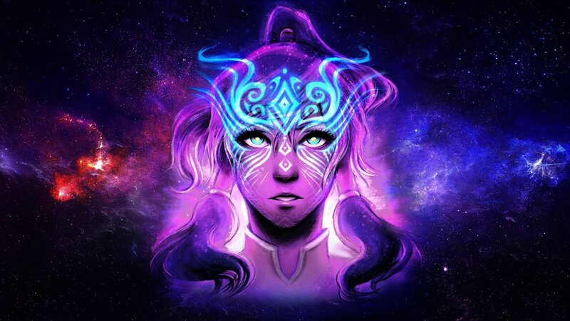 Female Character with Glowing Face — Purple