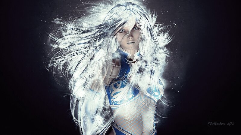 female character with glowing hair