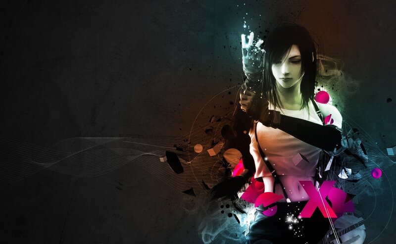 Female Character with Glowing Hand — Black
