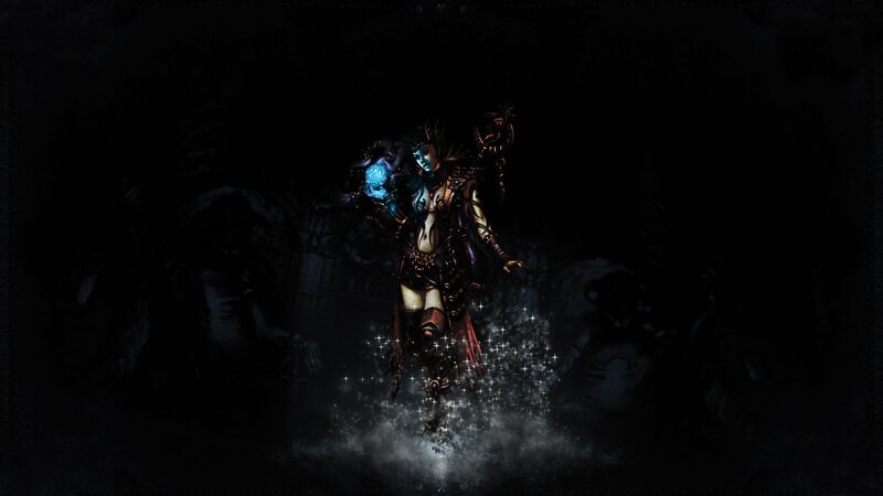 Female Character with Glowing Orb — Black