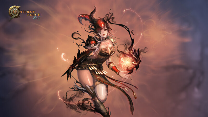 Female Character with Glowing Orb — Brown