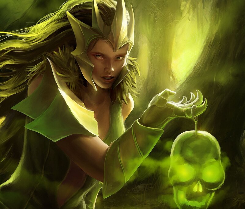 Female Character with Glowing Skull