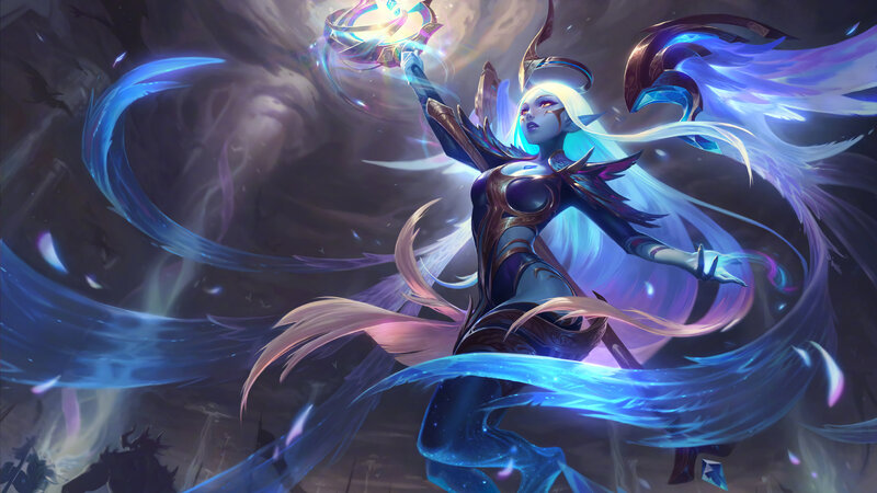 Female Character with Glowing Staff — Blue