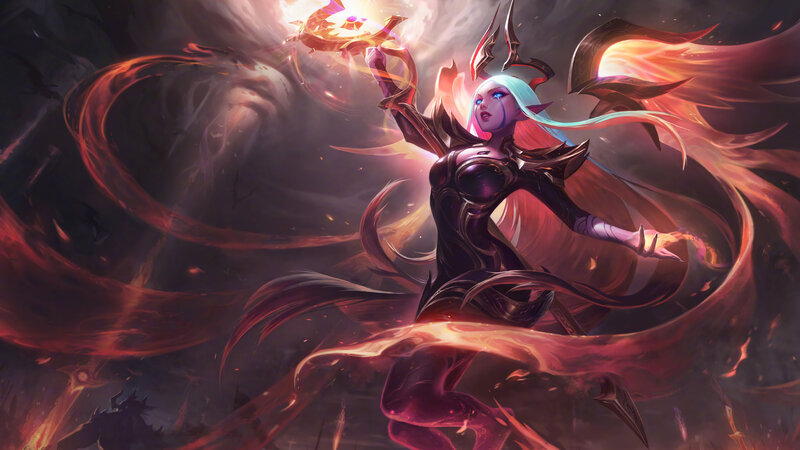 Female Character with Glowing Staff — Red