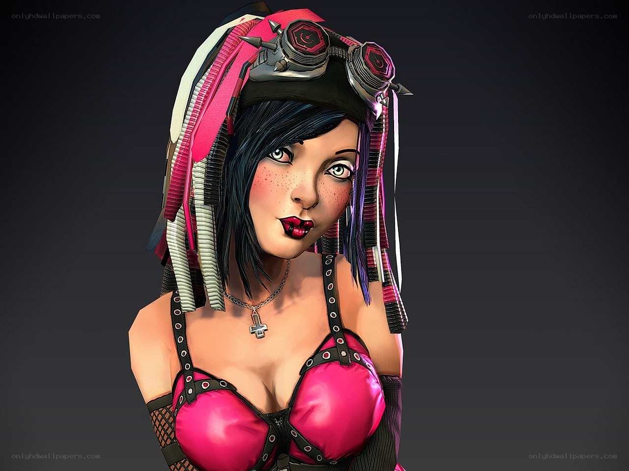 female character with goggles