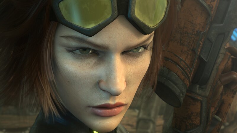 female character with goggles