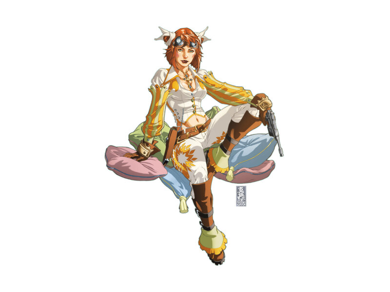 Female Character with Goggles — White