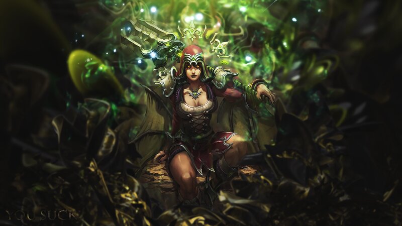 Female Character with Green Energy — Dramatic, Night, Digital Art, Green Energy