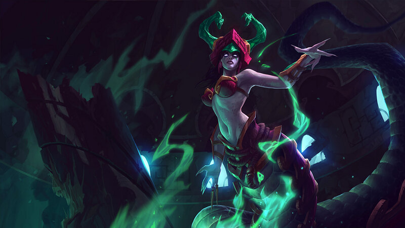 Female Character with Green Energy — Dramatic, Night