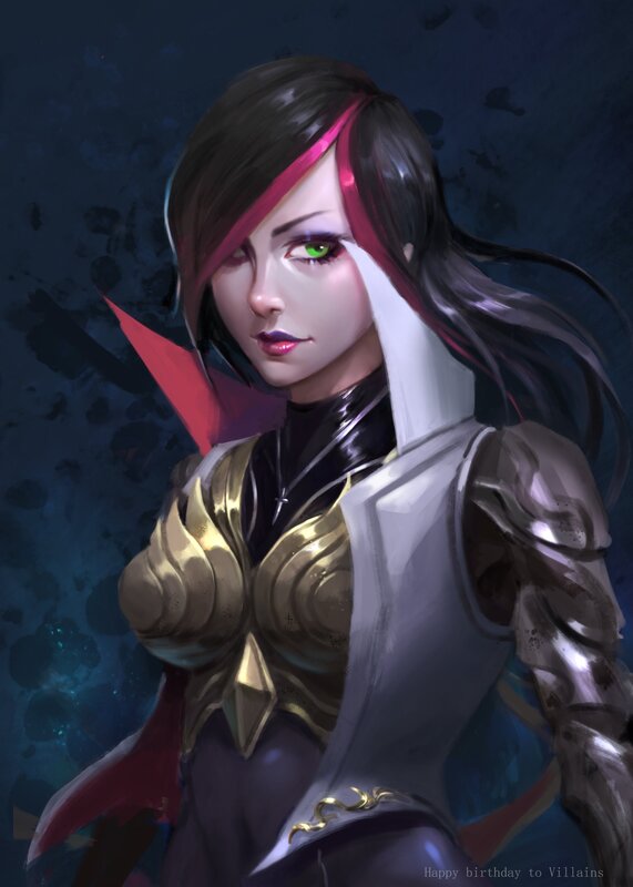 Female Character with Green Eyes — Black, Dramatic, Night