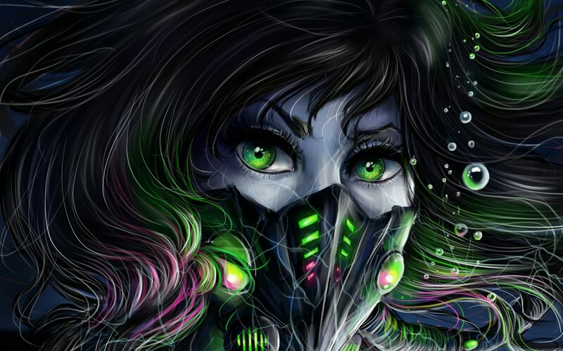 Female Character with Green Eyes — Black