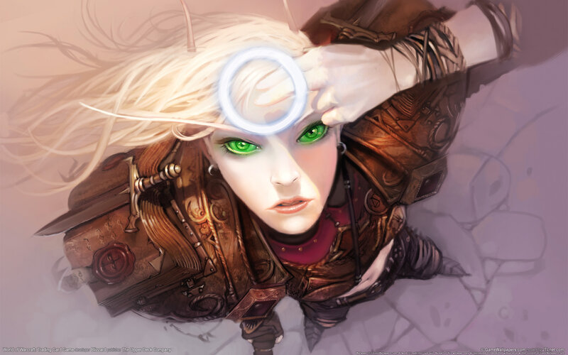 Female Character with Green Eyes — Brown