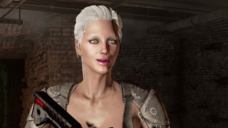 Female Character with Green Eyes — Gray