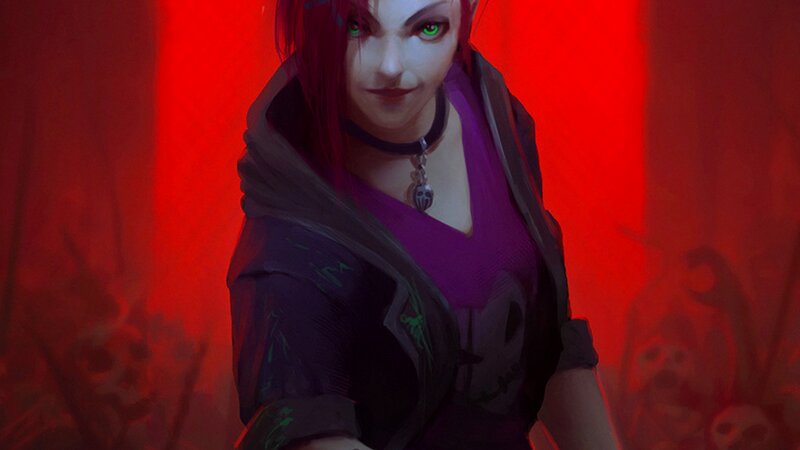 Female Character with Green Eyes — Red