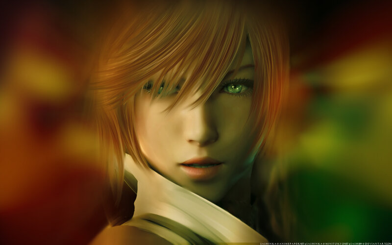 female character with green eyes