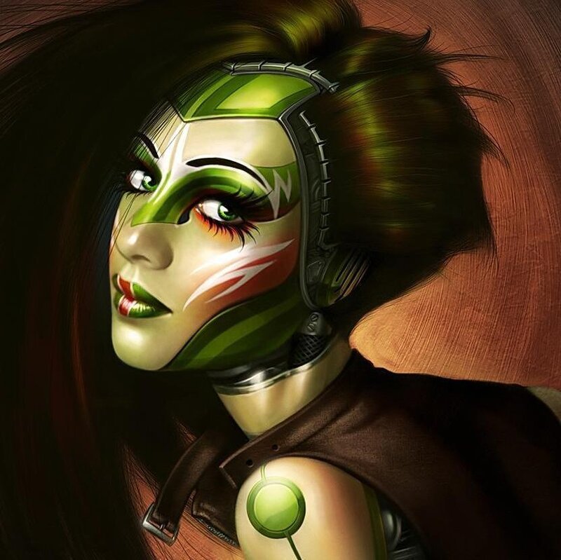 Female Character with Green Face Paint