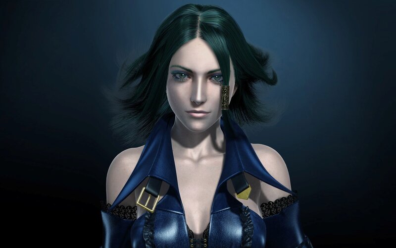 female character with green hair